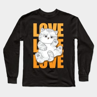 Love with cute cat typography design Long Sleeve T-Shirt